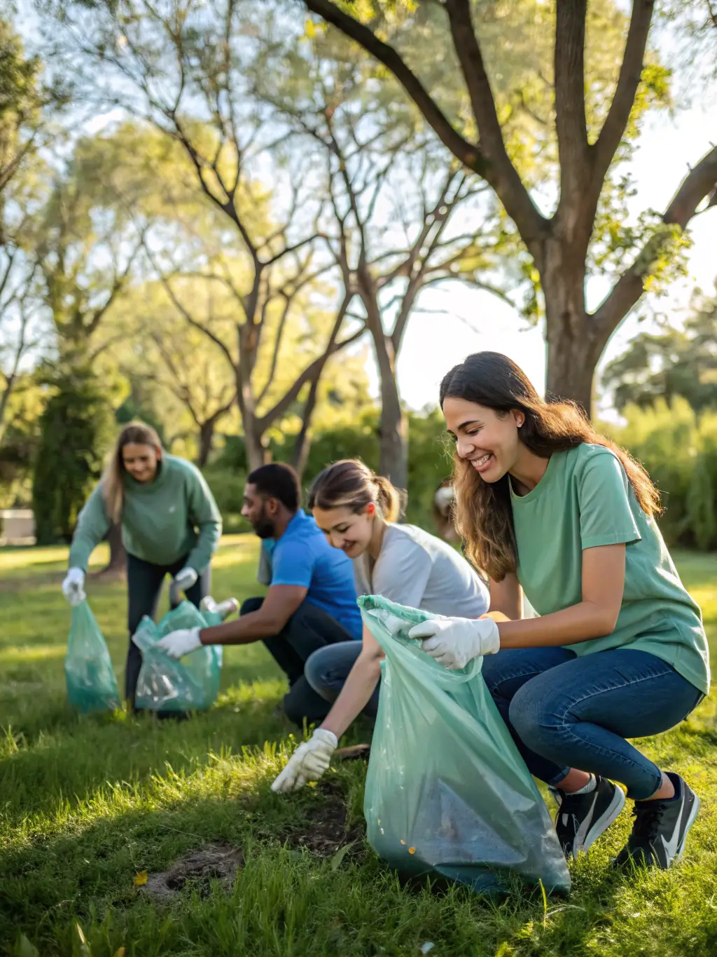 A photograph of volunteers cleaning up a section of the Chassey-le-Camp site, removing litter and debris to preserve the natural environment.